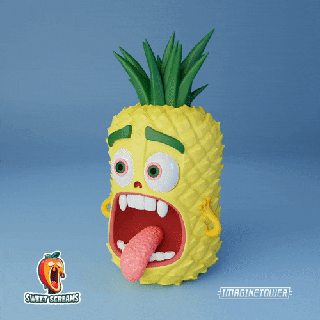 mastigar abacaxi fofa colecionável estatueta fruta personagem ai cozinha desenho animado 3d print model - Mito3D