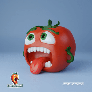 mastigar tomate doce gritos cozinha arte choro grito vegetal Comida chorando miniatura estatueta brinquedo personagem 3d print model - Mito3D