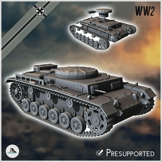 tanque munição iii Alemanha Oriental ocidental frente normandia Stalingrado Berlim protuberância wwii 3d print model - Mito3D