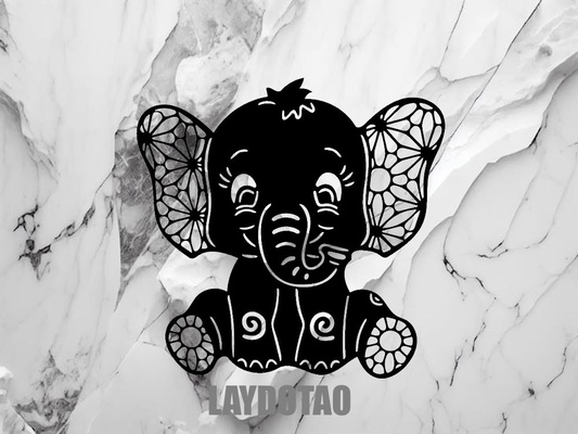 mural elefante orejas mandala arte cuadro decoraci n aparado hogar casa 3d print model - Mito3D