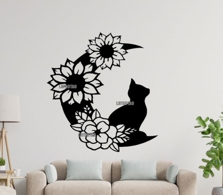 wandgemälde gato la luna arte cuadro decoraci pared hogar casa 3d print model - Mito3D