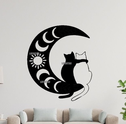 wandgemälde gatos sitzung la luna arte cuadro decoraci pared hogar casa 3d print model - Mito3D