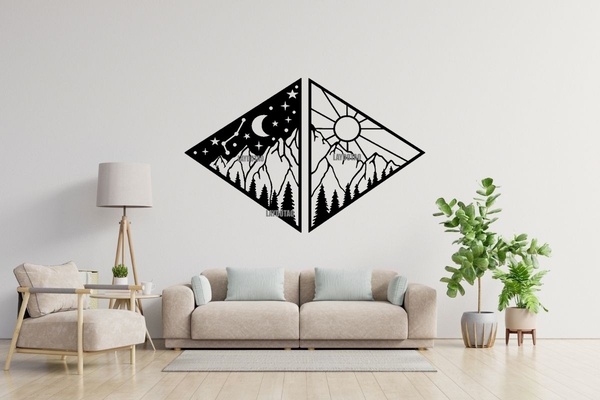 mural luna y sol arte cuadro decoraci n pared hogar casa 3d print model - Mito3D