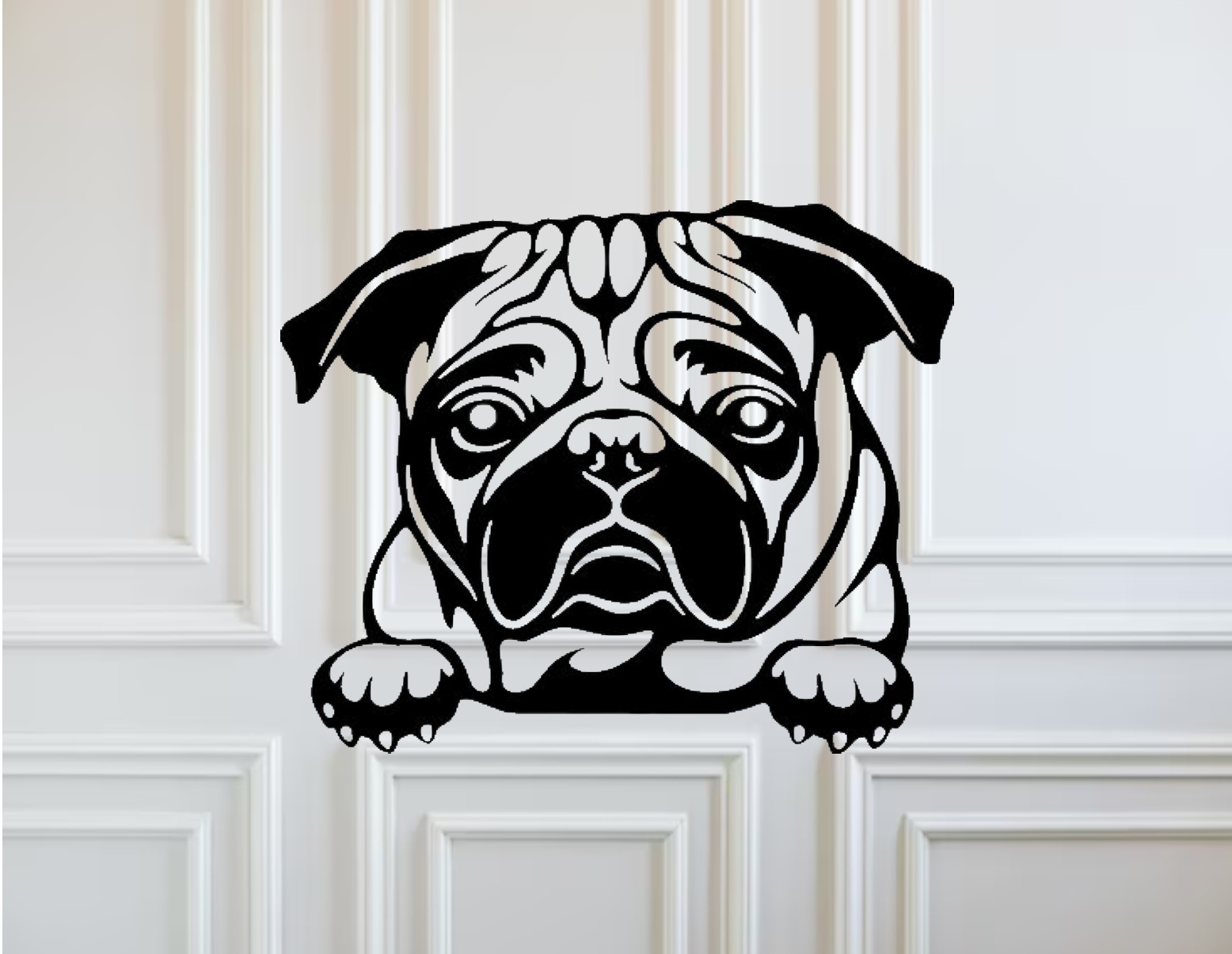 mural perro pug paisaje playa sol montana cuadro decoracion hogar arte en la aparado 3D print model - Mito3D