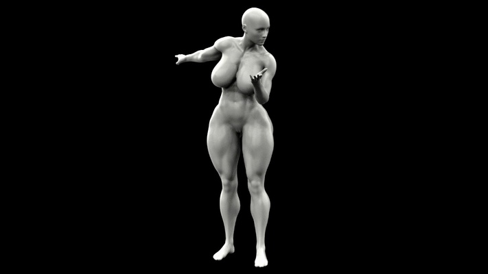 muscle lady art step 3d print model - Mito3D