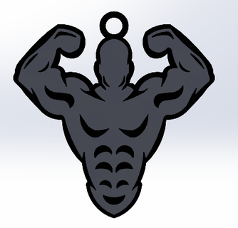muscle man keychain gym key rings 3d print model - Mito3D