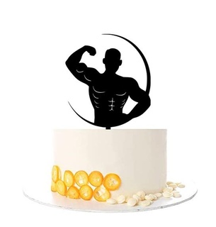 muscle man topper cake fondant birthday happy 3d print model - Mito3D