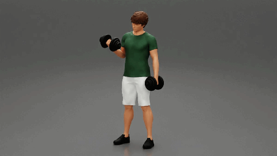 muscular man working gym exercises dumbbells biceps 164scale 164scalediecast 164photography diorama164scale body character human sculpture decor diorama figure people print boy male 3d print model - Mito3D