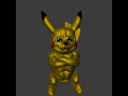 muscular pikachu muscle pikachu pokemon bodybuilder  3d print model - Mito3D