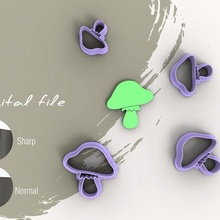 mushroom 1 polymer clay cutter digital stl file 4 sizes 2 versions jewelry cutters earrings boho 3d print model - Mito3D
