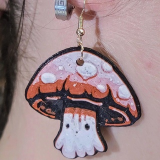 mushroom earrings - personal use Jewelry hueforge necklace jewelry 3d print model - Mito3D