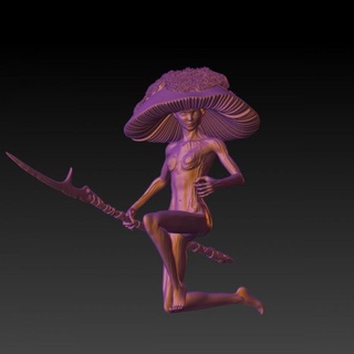 mushroom female warrior - rpg warhammer 40k dnd 3d print model - Mito3D