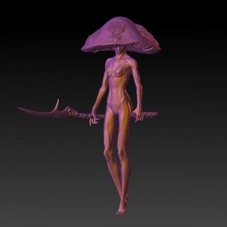 champignon femelle guerrier rpg marteau guerre 40k dnd 3d print model - Mito3D