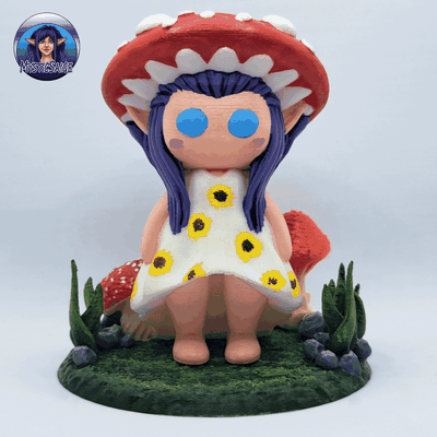 mushroom girl - no supports needed art cute female fungus mushrooms spring seasons decor mysticsaige mysticsage 3d print model - Mito3D