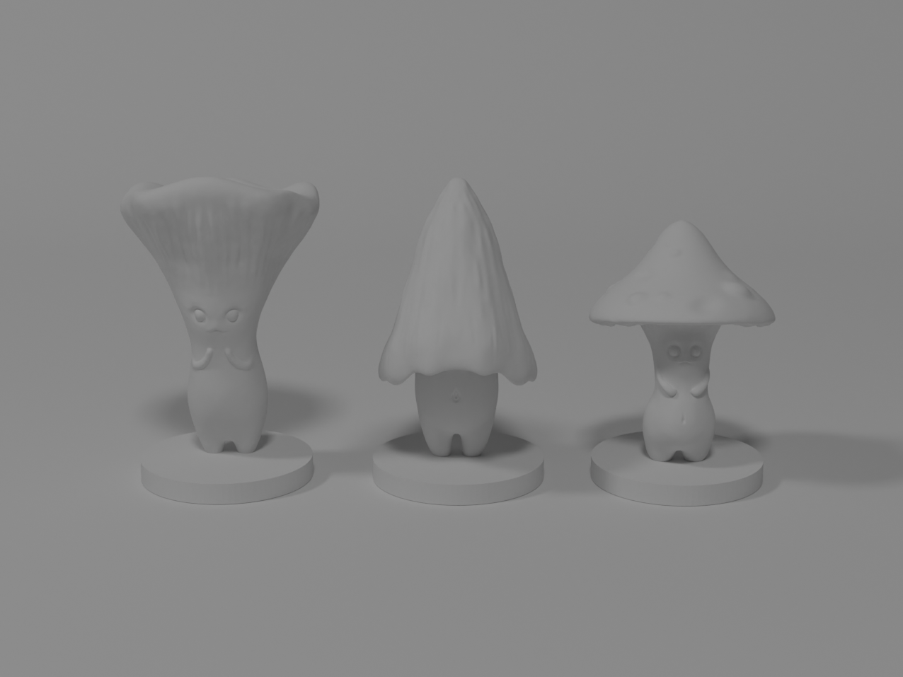 mushroom guys keychain cute figurine 3D print model - Mito3D