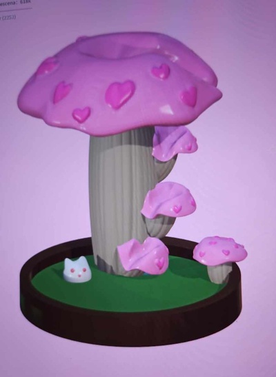 fungo cuore incenso hongo incienso carina kawaii rosa lolita hogar amore coniglietto 3d print model - Mito3D