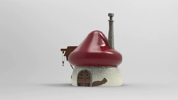 champignon maison Accueil donjon fantaisie ville ferme équitablement 3d print model - Mito3D