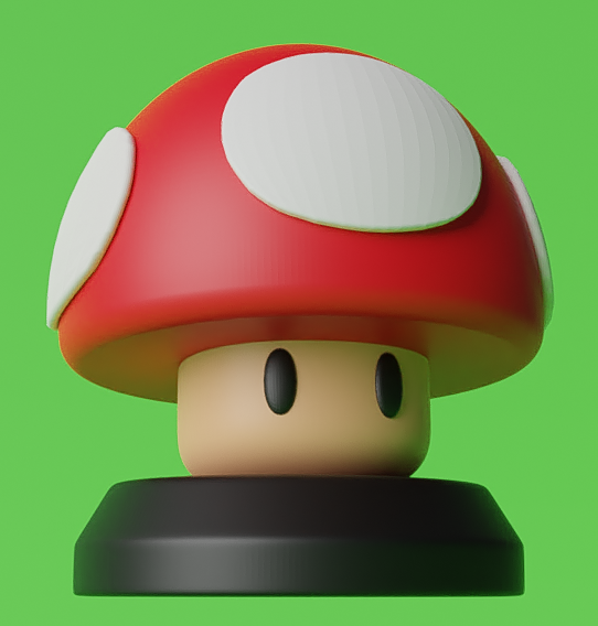 mushroom mario bros Art bross toy art retro small fans ornament collection fungus adorable 3D print model - Mito3D