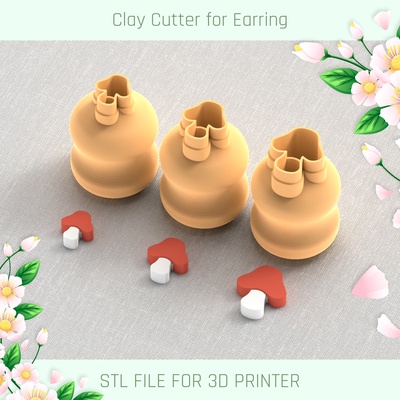 champignon printemps mini argile coupeur outils boucle d'oreille 3d print model - Mito3D