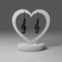 music note earrings 2 clef symbol song simple 2d plain earring jewelry cute lovely woman child beautiful 3d print model - Mito3D