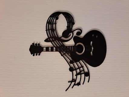 music note guitar wall decoration interior 2d printing house musical 3d print model - Mito3D