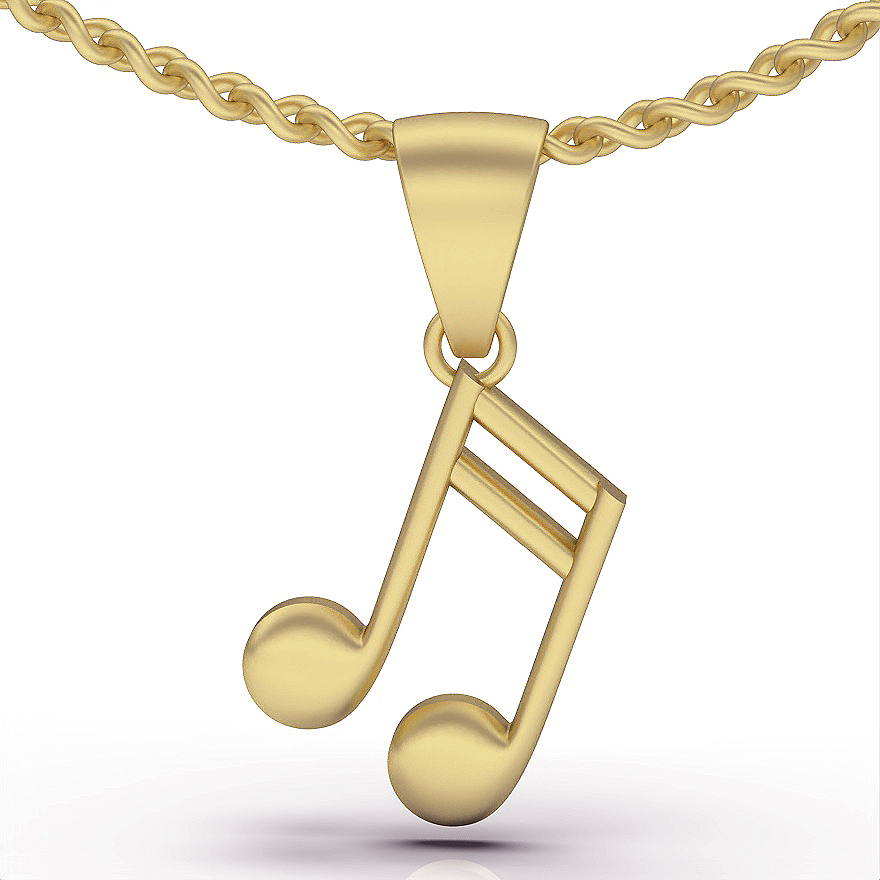 music note pendant lux necklace silver gold jewelry printable 3d model trend fashion design zbrush tiger 3D print model - Mito3D