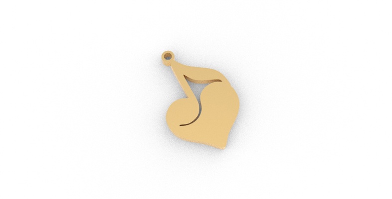 musical heart pendant hoop earrings hoops bijouterie saintvalentine love earring lucky keychain emblem 3d print model - Mito3D