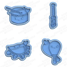 musical instruments cookie cutter set 4 stamp cookies cook home cithen cutters music melody song artist 3d print model - Mito3D