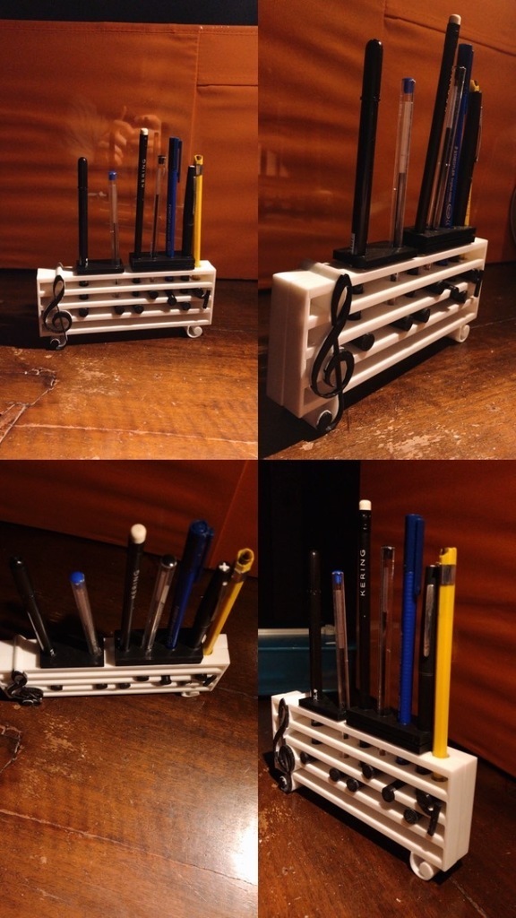 musical pen-holder holder office organization pen pencil 3D print model - Mito3D