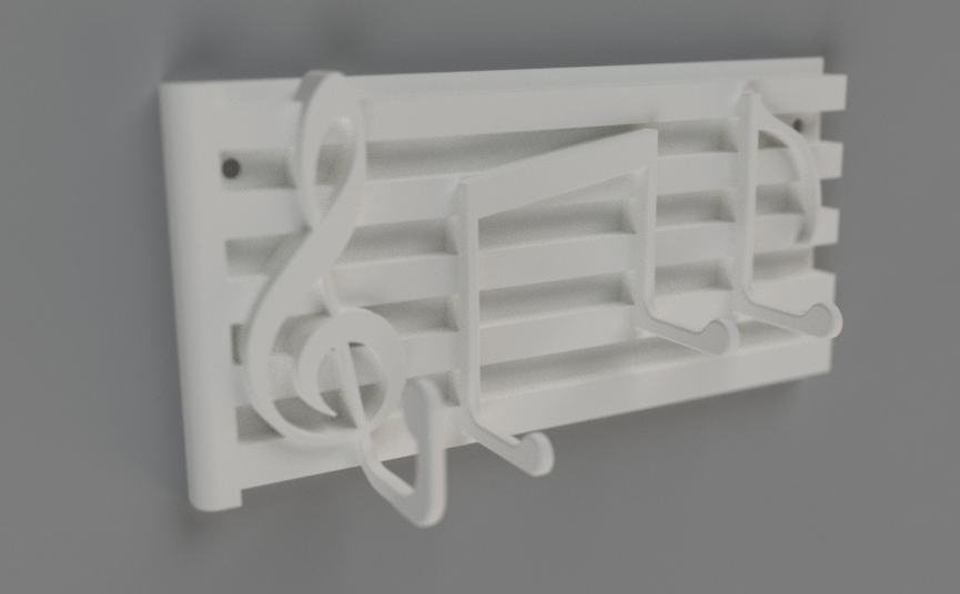 musical funcionários parede chave suporte 3D print model - Mito3D