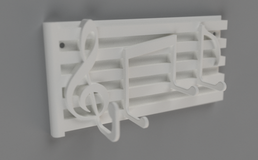 musical funcionários parede chave suporte 3d print model - Mito3D
