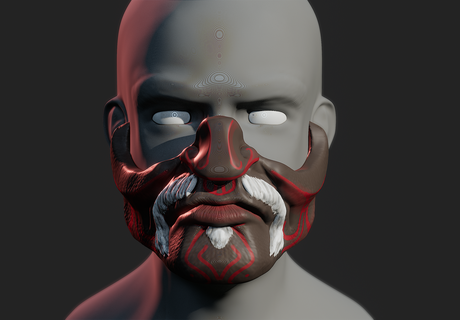 mustache oni mask 3d print model - Mito3D