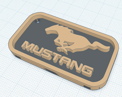 mustang guado logo portachiavi macchina gadget attrezzo tech chiavi supercar 3d print model - Mito3D