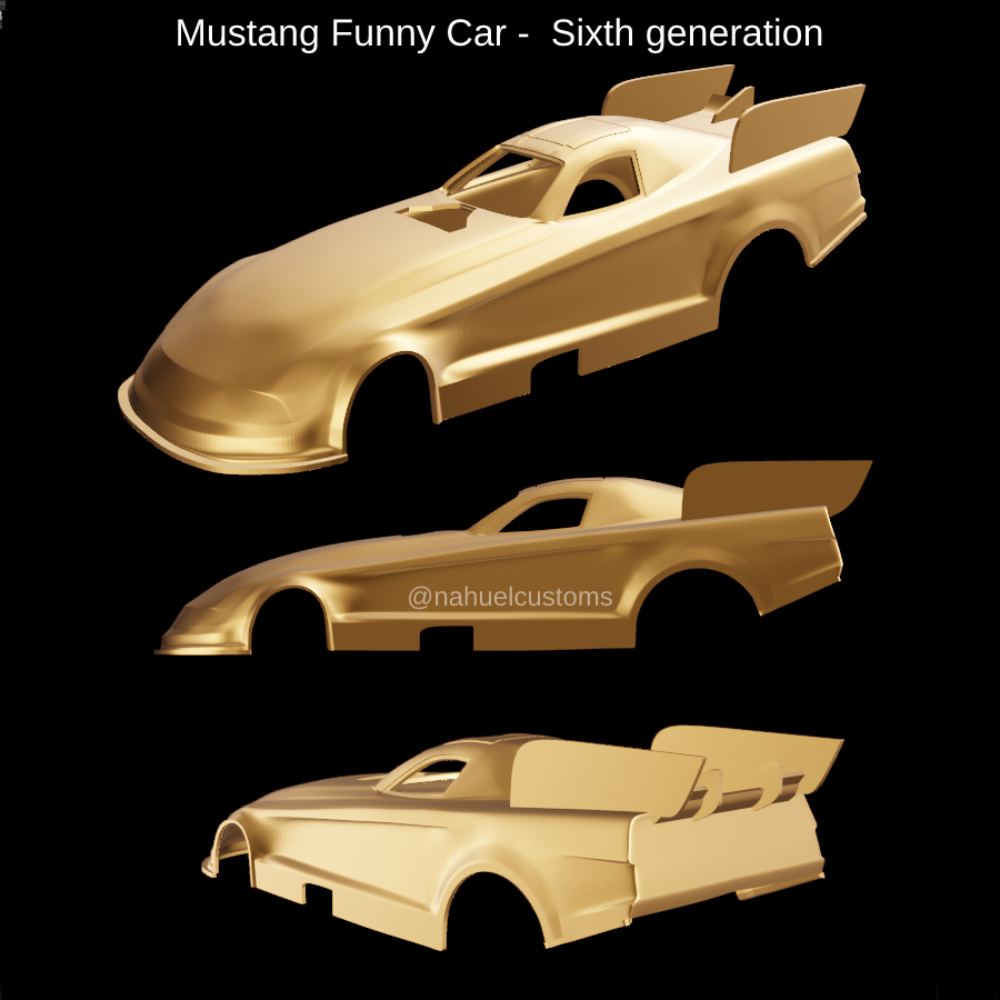 mustang funny car - sixth generation mustang 6 fith funny car diecast custom rc r c slot model kit drag racing  3D print model - Mito3D