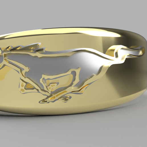 Mustang Pferd Ring Schmuck einstellen Damen Herren Diamant Silber Gold Platin Stein 3D print model - Mito3D