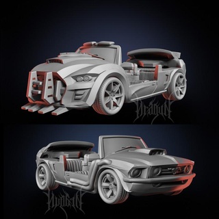 mustang police voiture zombicide voitures zombi table planche Jeu 3d print model - Mito3D