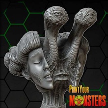 féminine mutante art sculptures femme la sculpture mutant le monstre d'horreur jeu femelle créature buste 3d print model - Mito3D