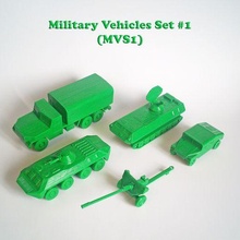 mvs1 military vehicles set 1 toy print-in-place hmmwv humvee hummer car carrier lorry cannon radar 3d print model - Mito3D