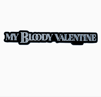 my bloody valentine v2 logo display by maniacmancave3d horror movie film stand plaque sign action figures hot toys neca mancave 3d print model - Mito3D