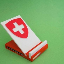 mycharm schweiz gadget flag holder mobile power supply recharge recharger smarphone phone 3d print model - Mito3D