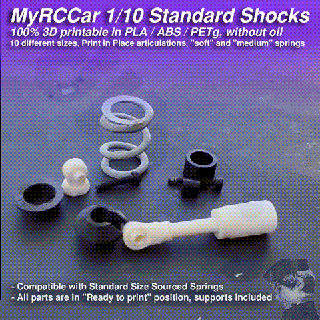 myrccar 100 3d printable 1 10 rc car standard shocks without oil including springs 55mm 100mm mrcc spring truck 4x4 buggy truggy shock off-road on-road parts amortiguador 3d print model - Mito3D