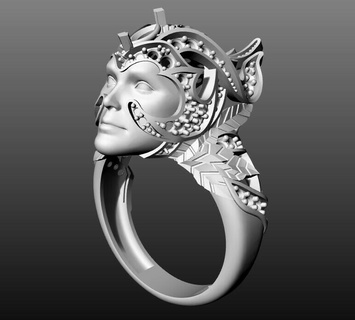 mystical face gems ring ancient jewelry metallic art statue futuristic luxury sculpture illustration diamond rings 3d print model - Mito3D