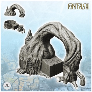 mystical medieval tree trunk cabin annex 21 - gothic feudal old archaic saga 28mm 15mm building architecture tabletop miniatures scenery wargame game terrain house accessories middle age dark city war traditionnal fantasy european village 3d print model - Mito3D