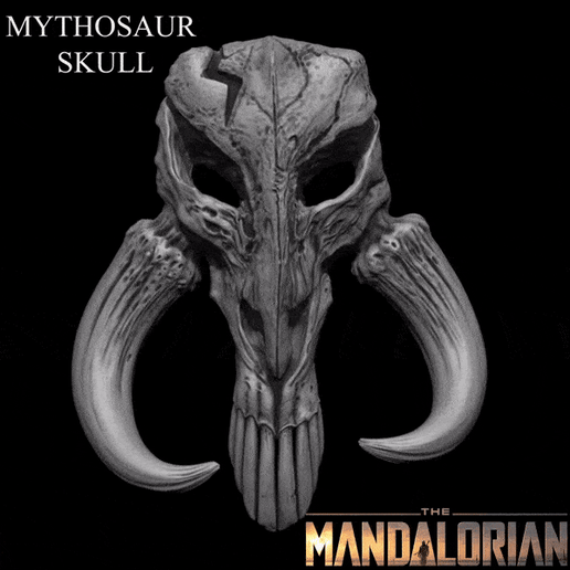 mythosaure crâne mandalorien étoile guerres détaillé étoiles bébé yoda Jaune l'enfant enfant scifi 3D print model - Mito3D