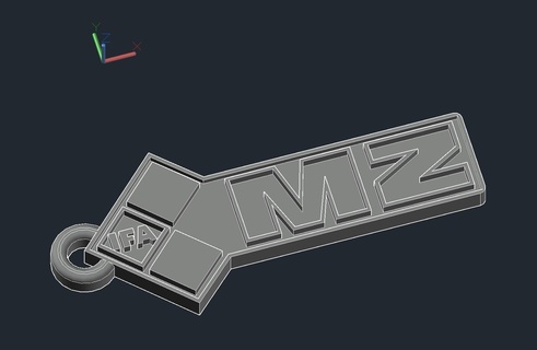 mz moteur bicyclette porte clés 3d emblème moto logo signe marque brelok mzka 3d print model - Mito3D