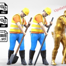 n1 construction worker 1 64 miniature shovel metal pole toy human miniatures posing body character person printable figurines building man 3d-print working 1-64 3d print model - Mito3D