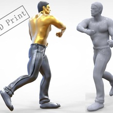 n1 human fighting 1 64 miniature 3d print model art toy miniatures city man decor beating beat posing body punched character muscular person printable figurines 3d print model - Mito3D