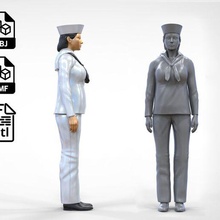 n1 navy reserve enlisted sailor woman miniature human posing body character person printable man figure people 1-64 3d-print standing soldier hat miniatures figurines 3d print model - Mito3D