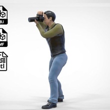 n1 photographer 1 64 miniature photo human miniatures posing character person printable figurines standing man people 1-64 3d-print camera vest taking-photo pin-up-girl 3d print model - Mito3D