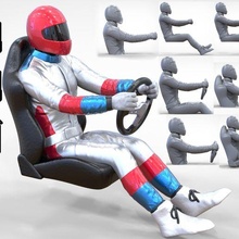 n1 race driver 1 64 miniature toy human miniatures city posing character person printable figurines sitting driving car chair steering 3d-print 1-64 formula 3d print model - Mito3D
